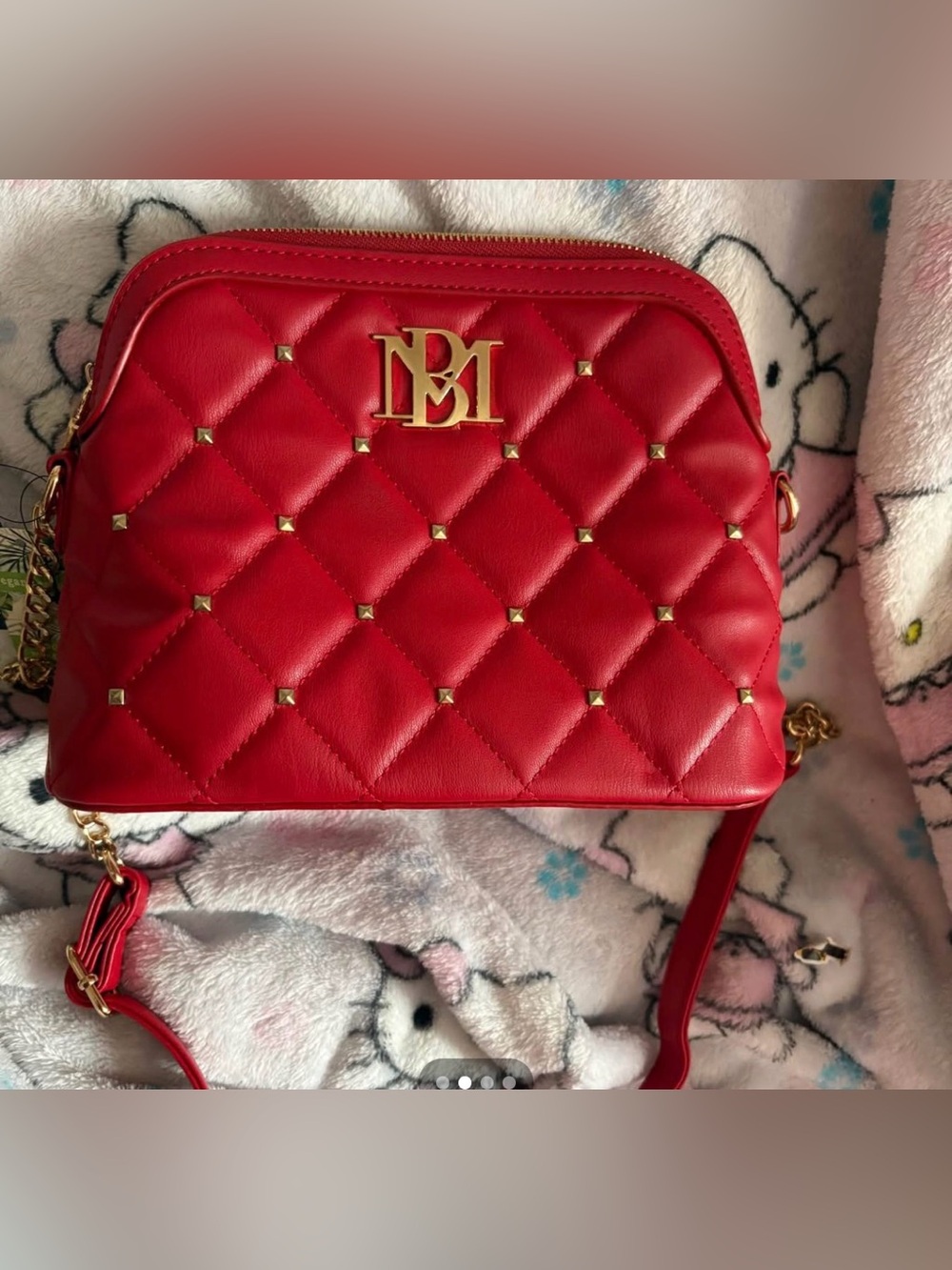 Badgley Mischka Red Quilted Crossbody with Gold Hardware